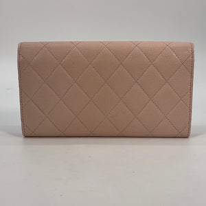 Chanel Caviar Quilted Chain CC Long Flap Wallet Pink