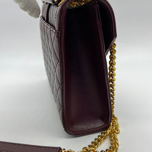 Preloved Saint Laurent Classic Wine Leather Medium Envelope Bag MAL4872Q6.0319 011323
