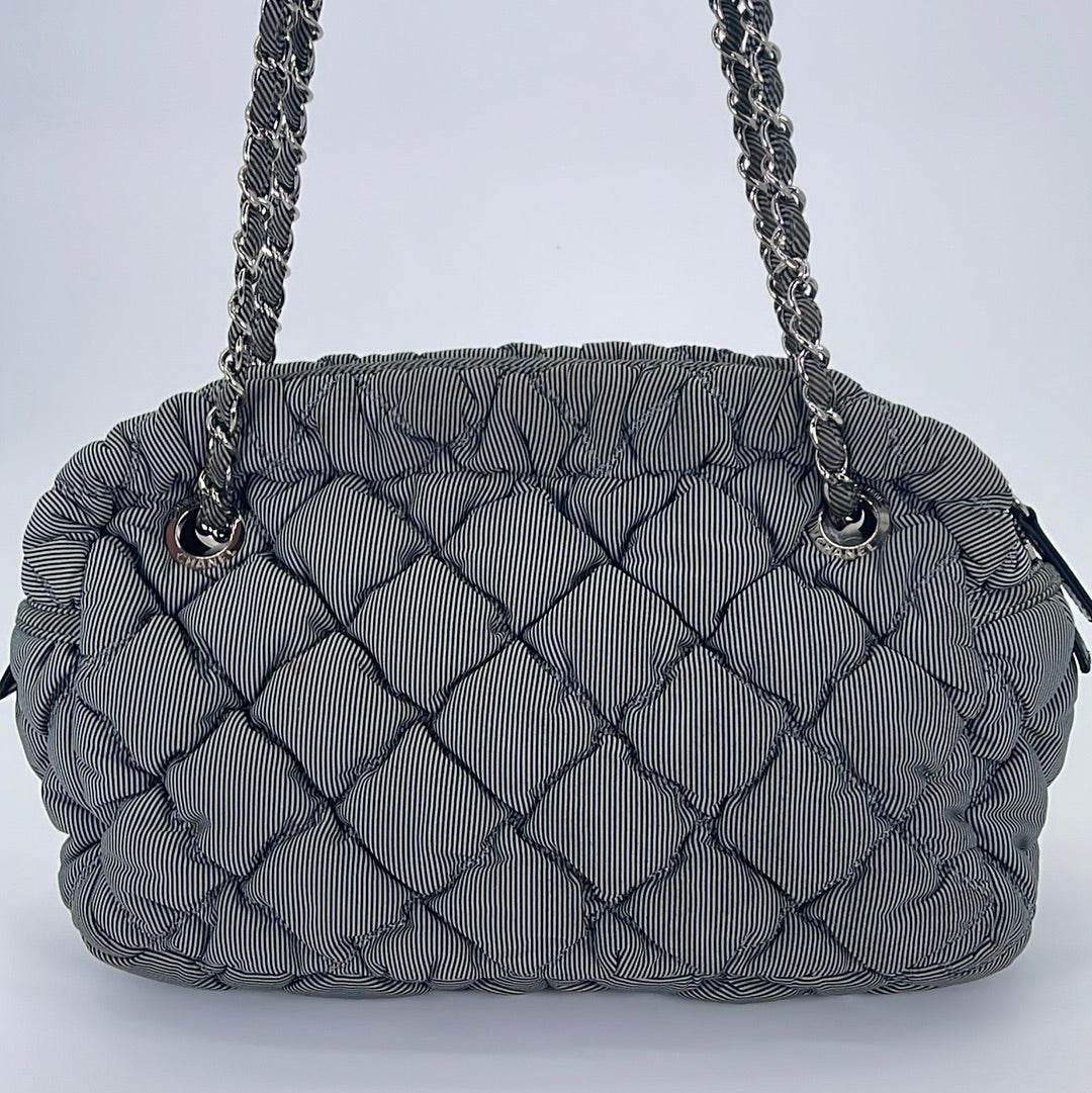 Preloved Chanel CC Gray Blue Nylon Bubble Chain Bag E2300399 030823