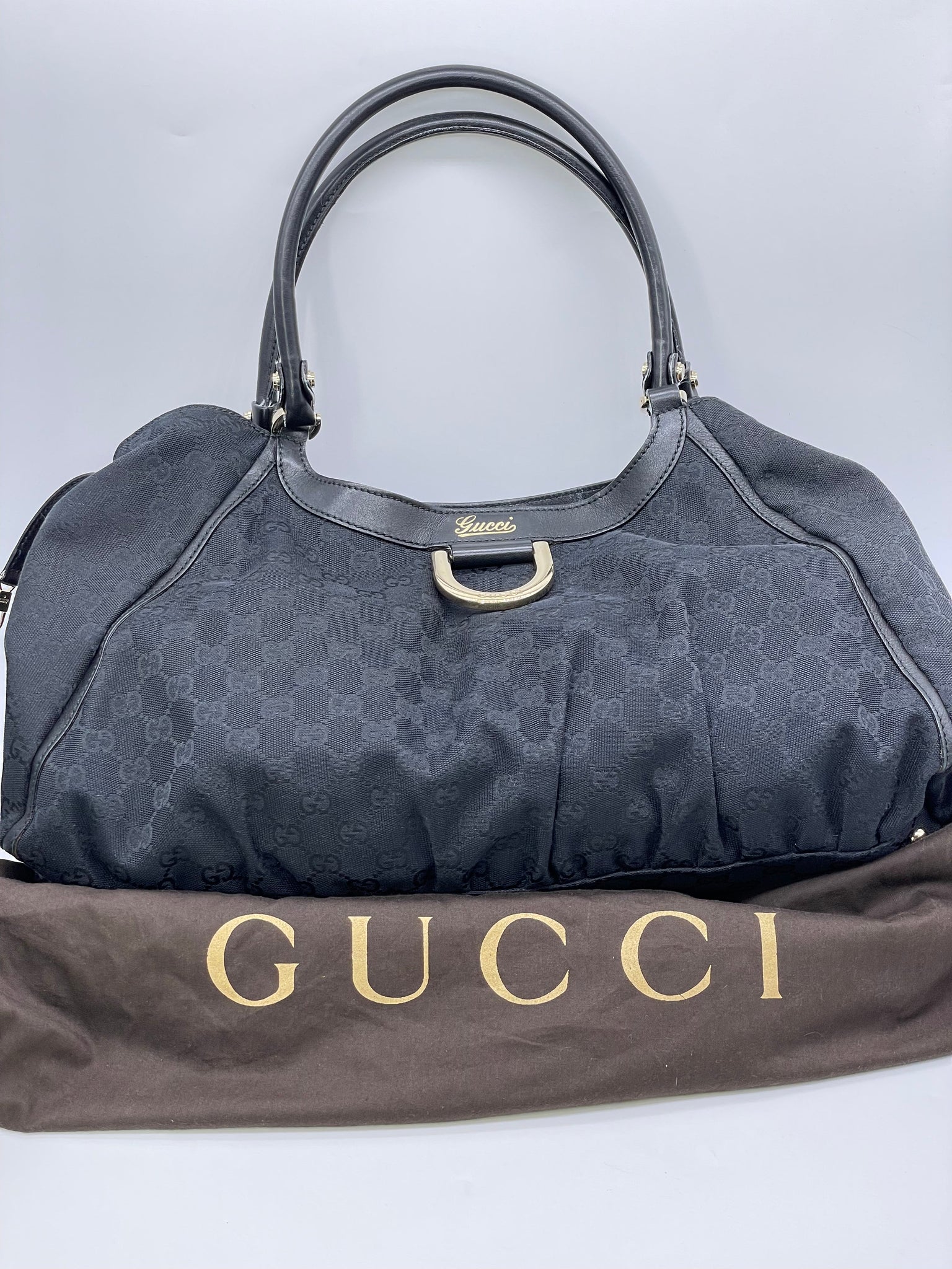 Gucci Gucci Beige GG Original Canvas D-Ring Hobo Bag