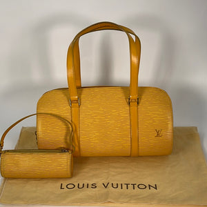 Louis Vuitton Soufflot Hand Bag Epi White Leather France M5268J Genuine  Serial
