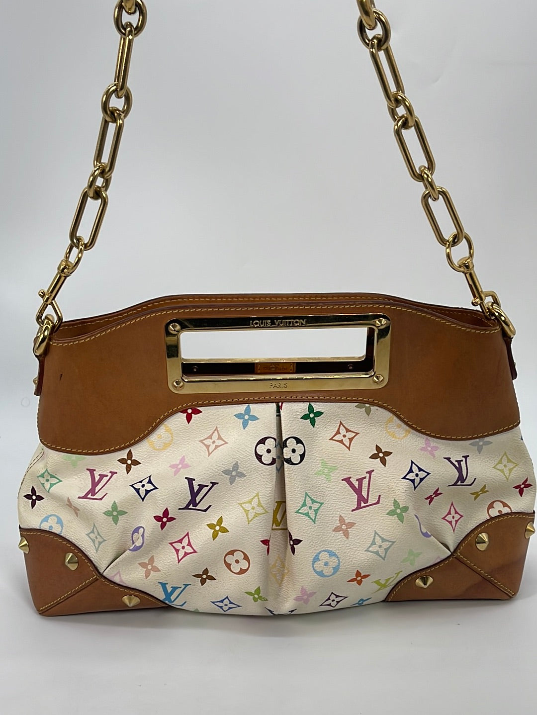Preloved Louis Vuitton Monogram Multicolore White Judy MM Bag