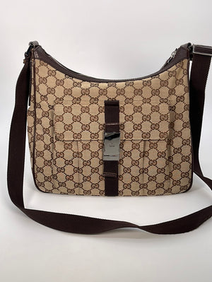 Preloved Gucci Beige and Brown GG Canvas Crossbody 131211214397 020123