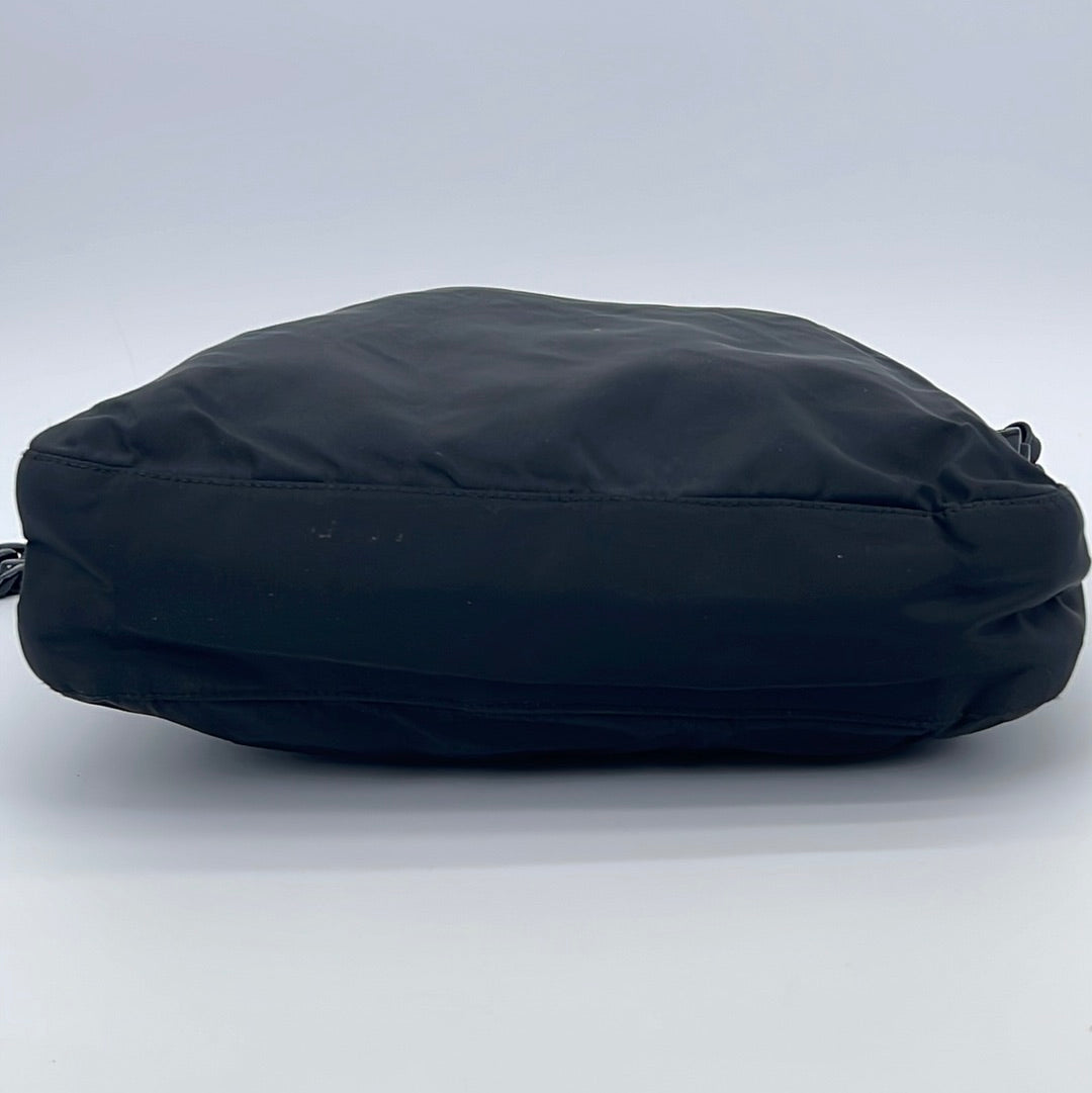 Preloved Prada Tessuto Black Nylon Chain Shoulder Bag 7 040523