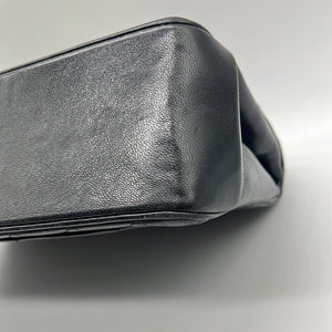 Vintage CHANEL Lambskin Medium Double Flap Black Matelasse Chain Bag 021323