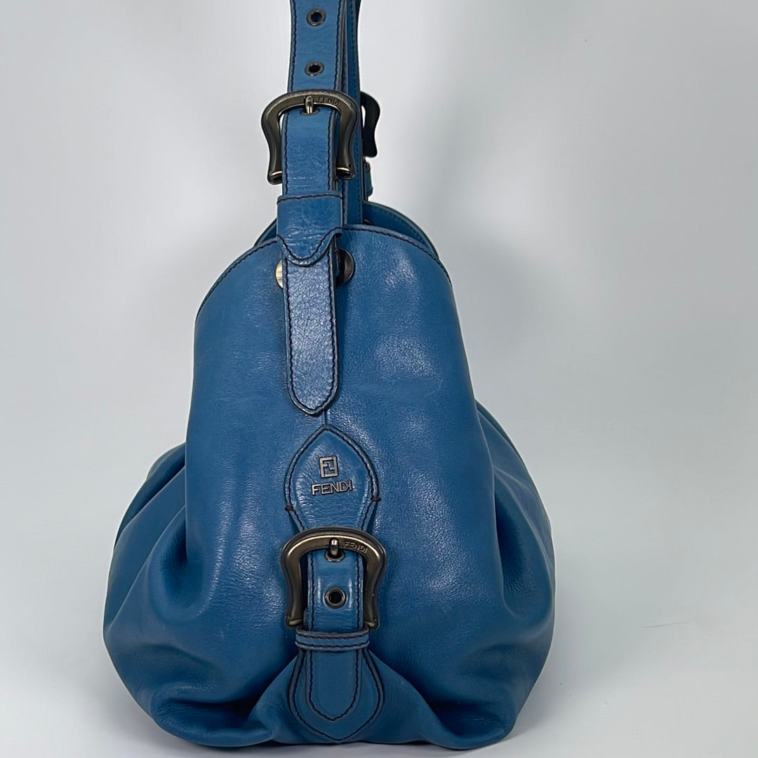 Preloved Fendi Blue Leather Doctor B. Frame Shoulder Bag 23058br579yr2089 032123