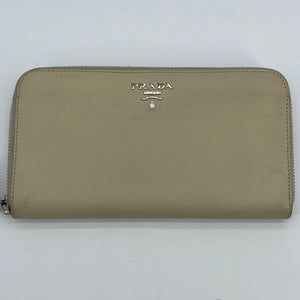 Preloved Prada Beige Saffiano Leather Zipper Wallet 176 041923