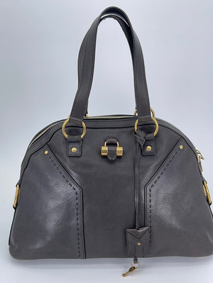 Preloved Saint Laurent Muse Large Gray Leather Bag 156464486628 031523