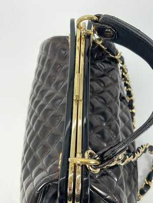 CHANEL Calfskin Large Just Mademoiselle Bowling Bag Gold 197674