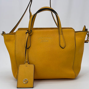 Preloved Gucci Yellow Leather Small Swing Tote 368827213048 040723