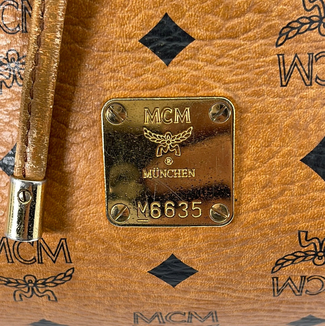 PRELOVED MCM Cognac Visetos Bucket Handbag M6635 031123 *** DEAL