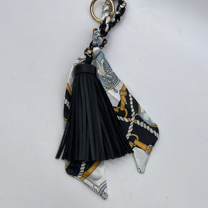 NEW Twilly Silk & Leather Tassel Keychain 13”