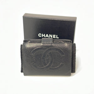 Preloved Chanel Black Caviar Compact Timeless CC French Wallet