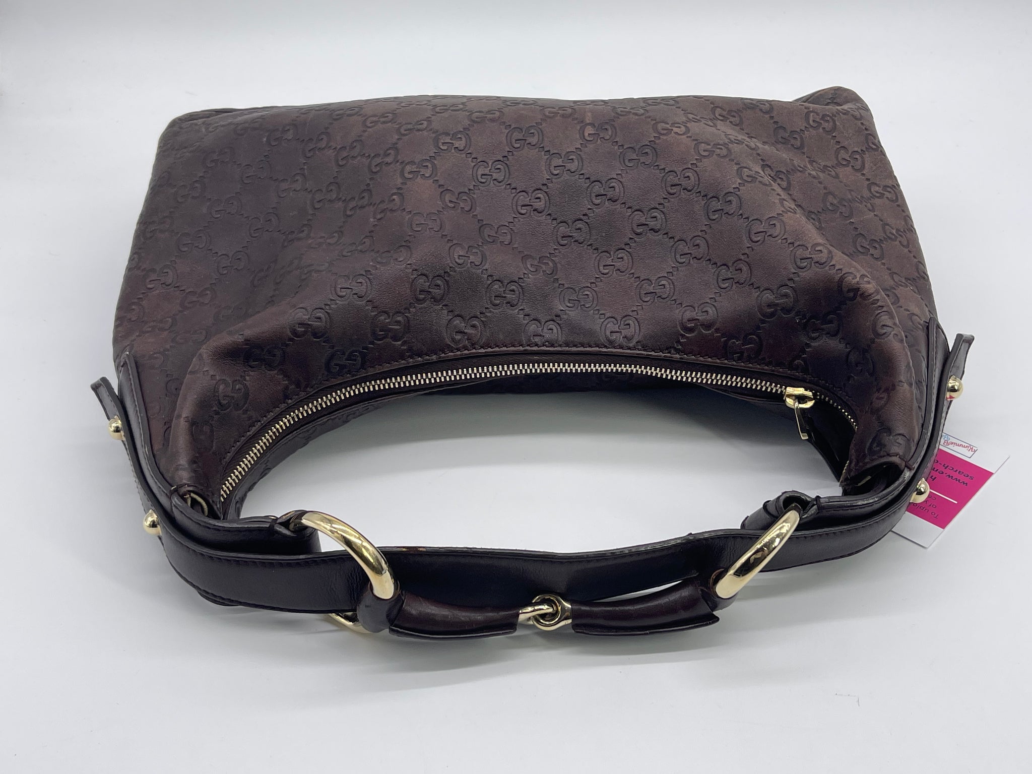GUCCI Horsebit Shoulder Hand Bag GG Canvas Leather 115867 Brown w/Dust  Authentic