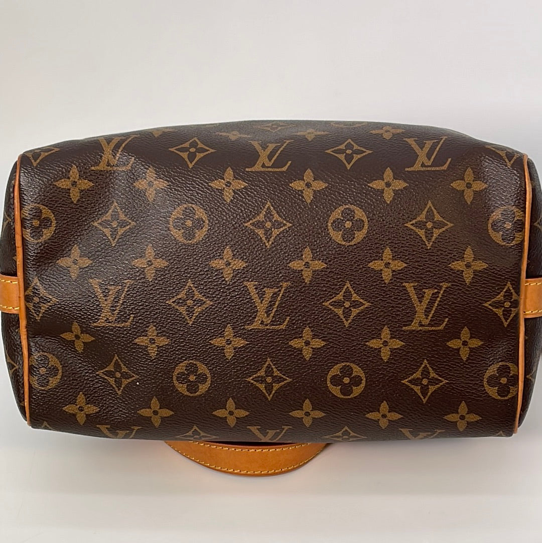 LOUIS VUITTON Monogram Speedy 25 Bandolier Handbag M41113 Brown 100%  Authentic