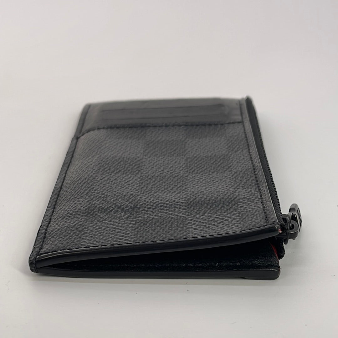 Louis Vuitton Damier Graphite Canvas Leather Folding Wallet Card Holders, Black