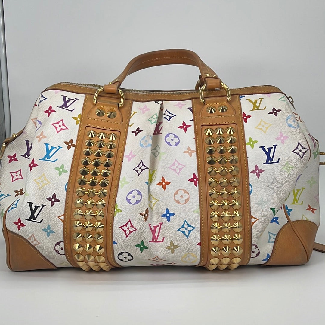 Preloved Louis Vuitton White Multicolor Monogram Courtney GM Shoulder Bag HQGT6TV 032123
