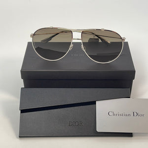 Preloved Dior Montsieur Silver and Tan Sunglasses 159 011723