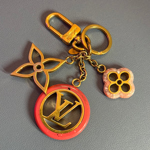 Authentic LV PINK FLORAL Bag Charm - Gold 040123 LIVE LISTING ****