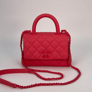 Chanel Coco Handle Small 19A Red Quilted Caviar with brushed gold hardware