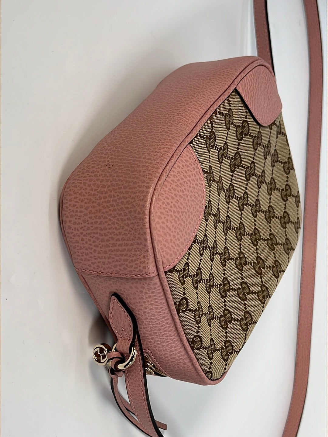Preloved GUCCI Bree GG Canvas and Pink Leather Crossbody Bag 449413527066 012023