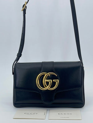 Preloved Gucci Arli Flap Black Leather Small Shoulder Bag 550129204991 040523