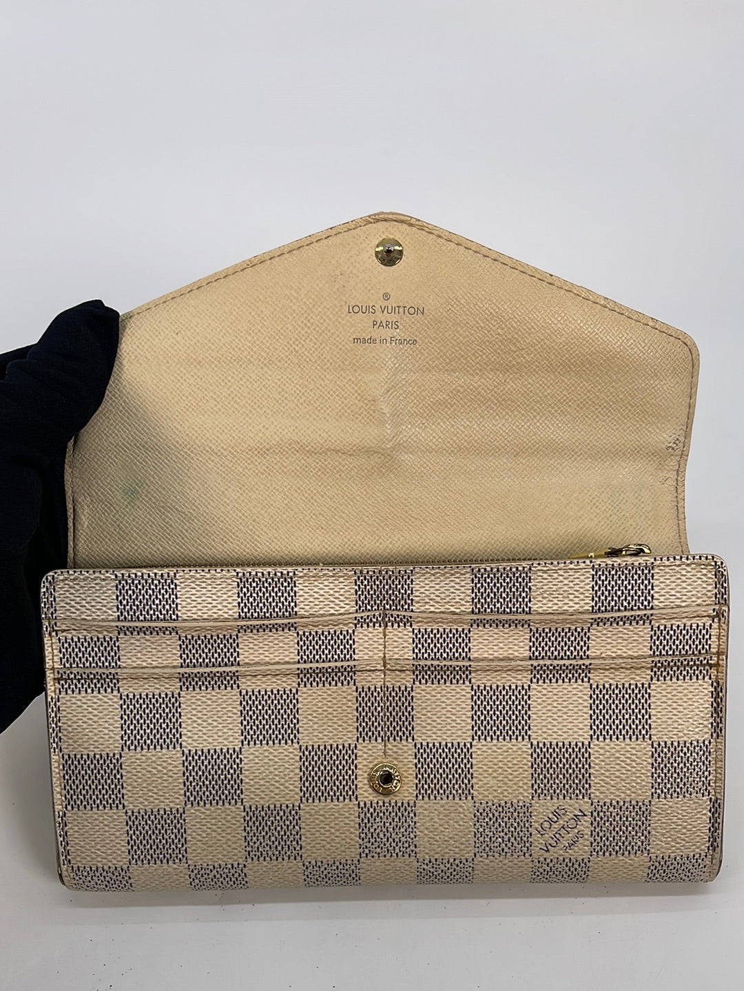 Louis Vuitton Joey damier azur Beige Leather Cloth ref.56119 - Joli Closet