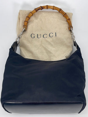 Preloved GUCCI Black Nylon Bamboo Shoulder Bag 14340531 032123