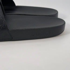 Preloved Gucci Black Microguccisima New Pursuit Slide Sandals 317 013023