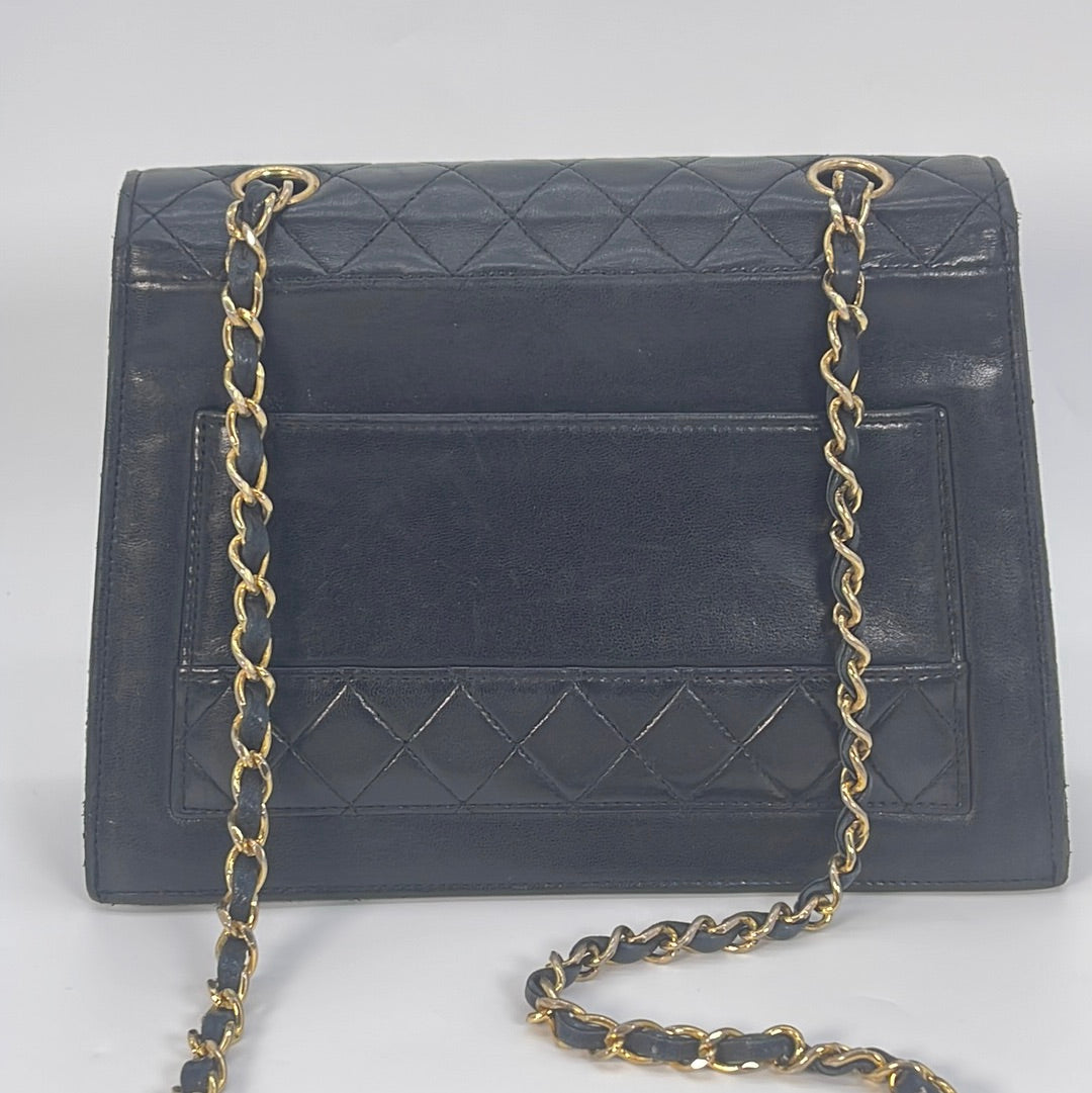 Vintage Chanel Quilted Matelasse CC Logo Lambskin Trapezoid Chain Shoulder Bag 1686443 021323