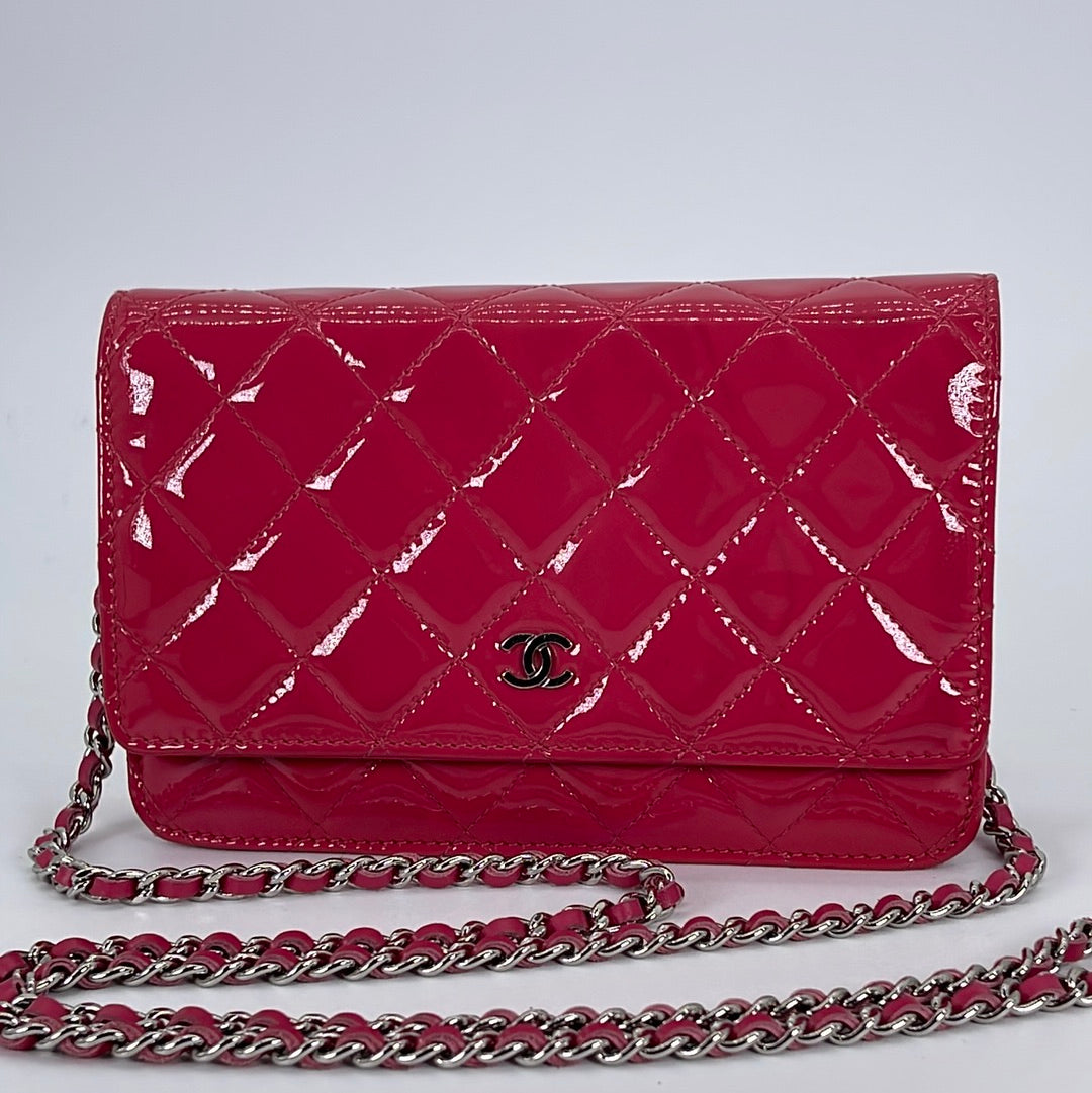Preloved Chanel Pink Quilted Patent Leather Wallet on Chain 19417736 031123 - $700 OFF DEAL ***