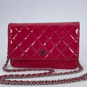CHANEL Patent Leather Wallet On Chain