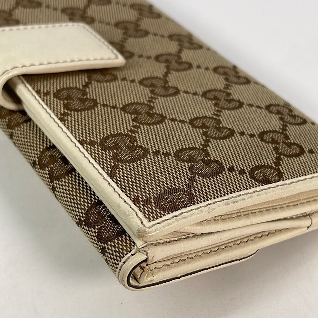 Authenticated used Gucci Gucci Round Zipper Long Wallet GG Supreme Beige/Red Cat 506279 Good Condition Unused Women's Men's, Adult Unisex, Size: (