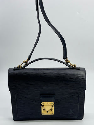 Louis Vuitton Women's Cross Body Bag Monceau Black Leather at 1stDibs