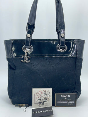 Preloved Chanel Black Paris Biarritz Shoulder Tote 11704686 040523. *** $400 OFF