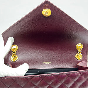 Preloved Saint Laurent Classic Wine Leather Medium Envelope Bag MAL4872Q6.0319 011323
