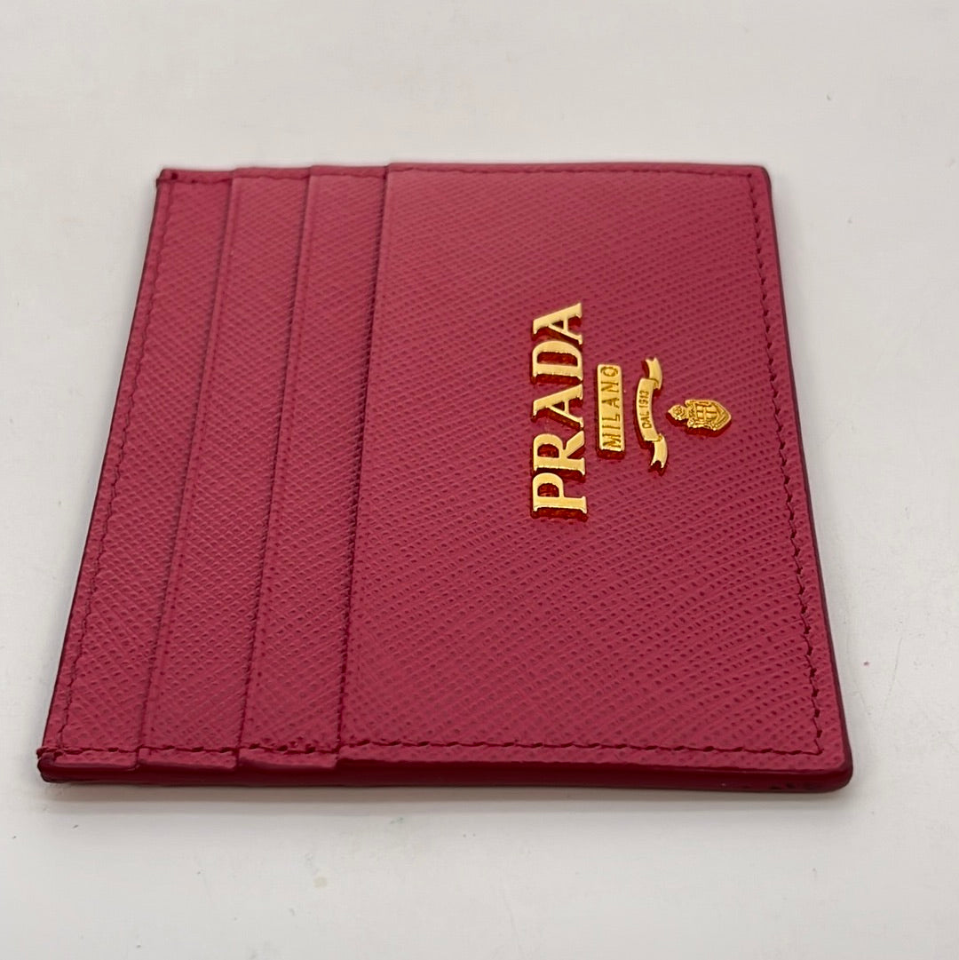 PRELOVED Prada Pink Saffiano Leather Card Case 234 020123