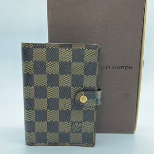 Auth LOUIS VUITTON Agenda MM Epi Day Planner Cover Black Leather