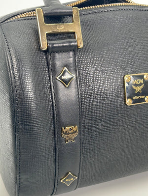 PRELOVED MCM Black Leather and Small Boston Handbag U7741 032123