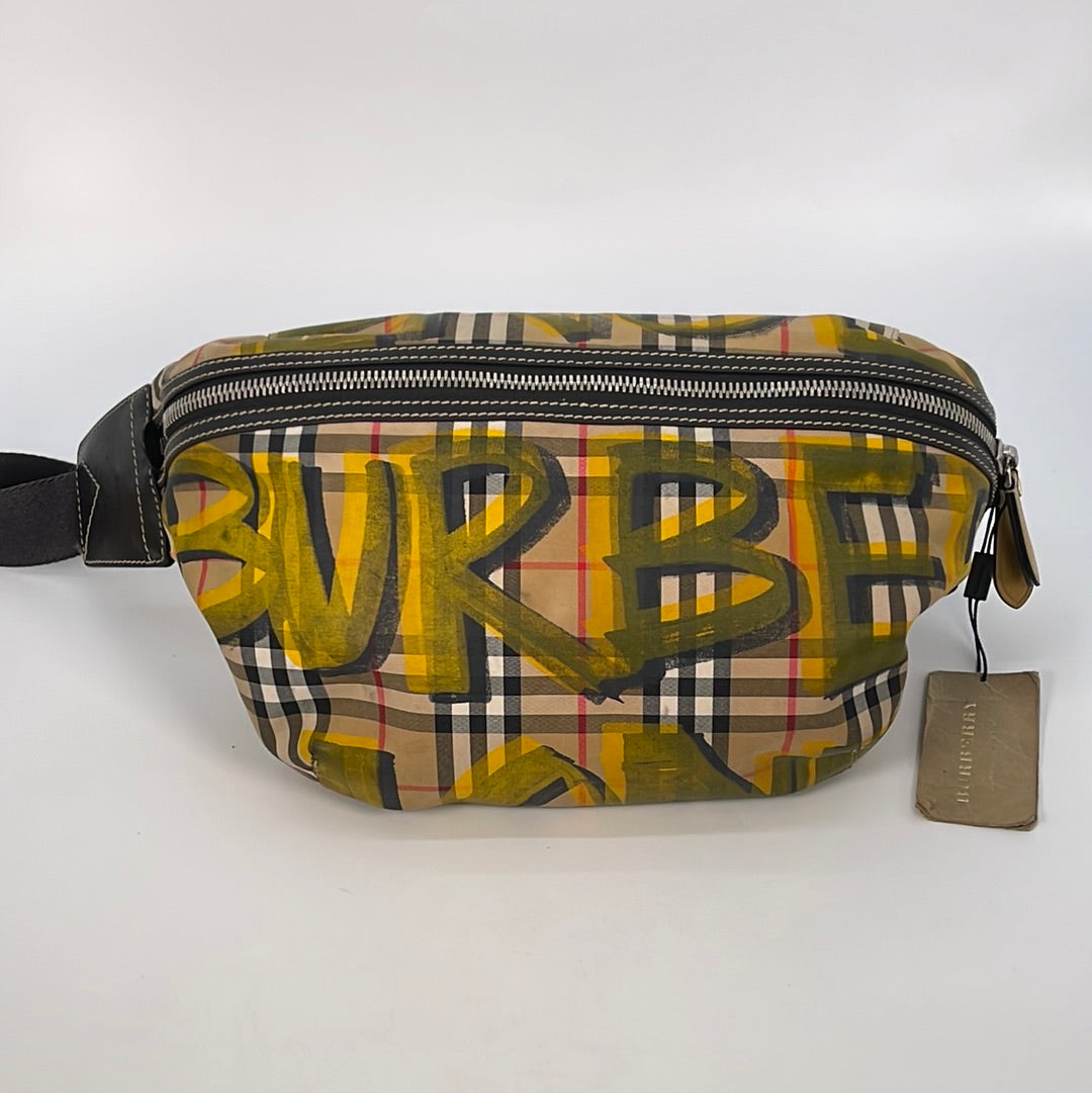 Preloved Burberry Check Canvas and Graffiti Large Bum Bag ITROYPEL24SES 020123