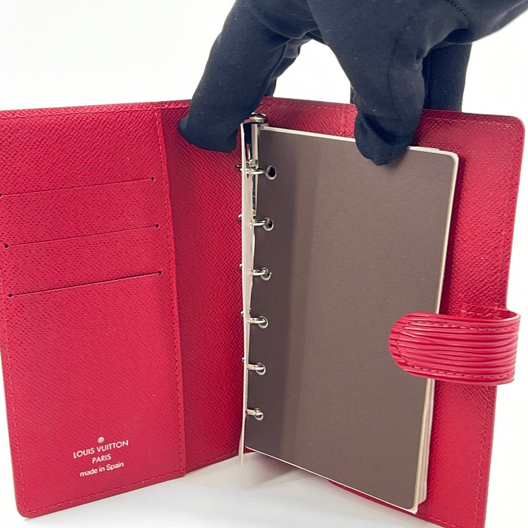 Louis Vuitton Black Epi Leather Agenda / Notebook Binder / Cover