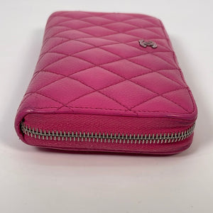 Preloved CHANEL Quilted Pink Leather Long Zippy Wallet 21085990 011323