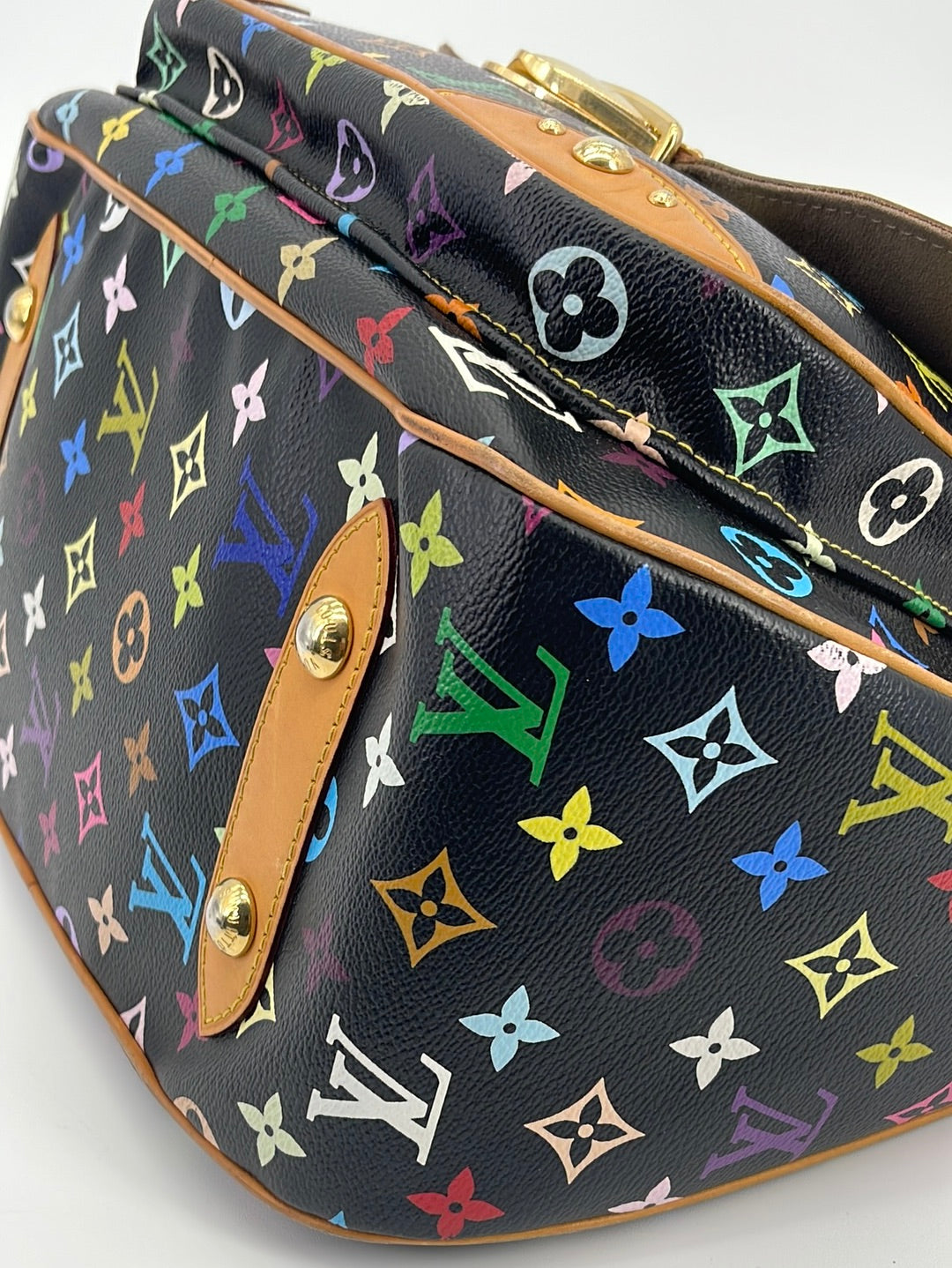 $3000 Louis Vuitton Monogram Multicolor Black Rita Gold Chain Bag
