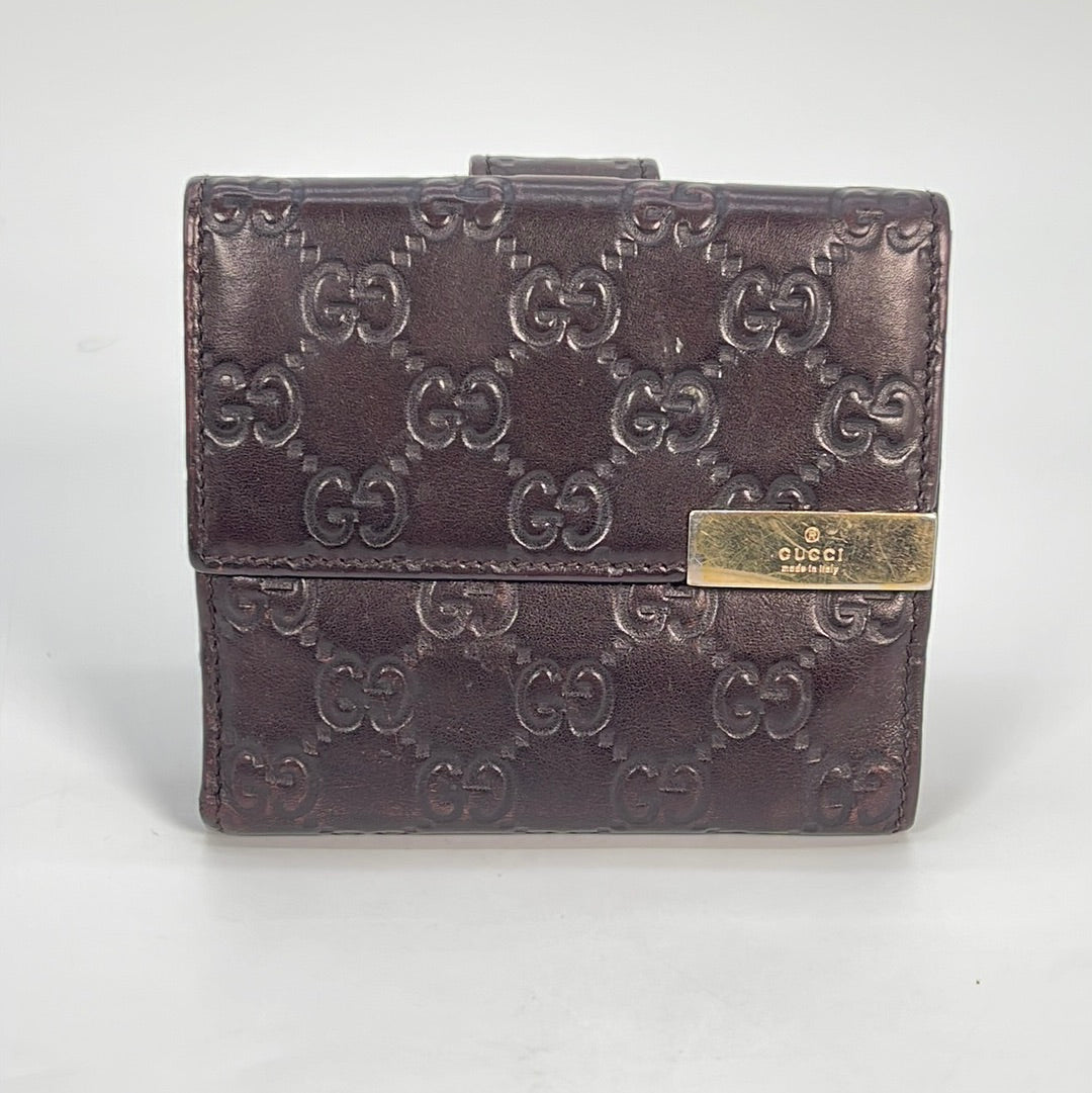 PRELOVED Gucci Guccissima Dark Brown Compact Wallet 257015.4961 021023