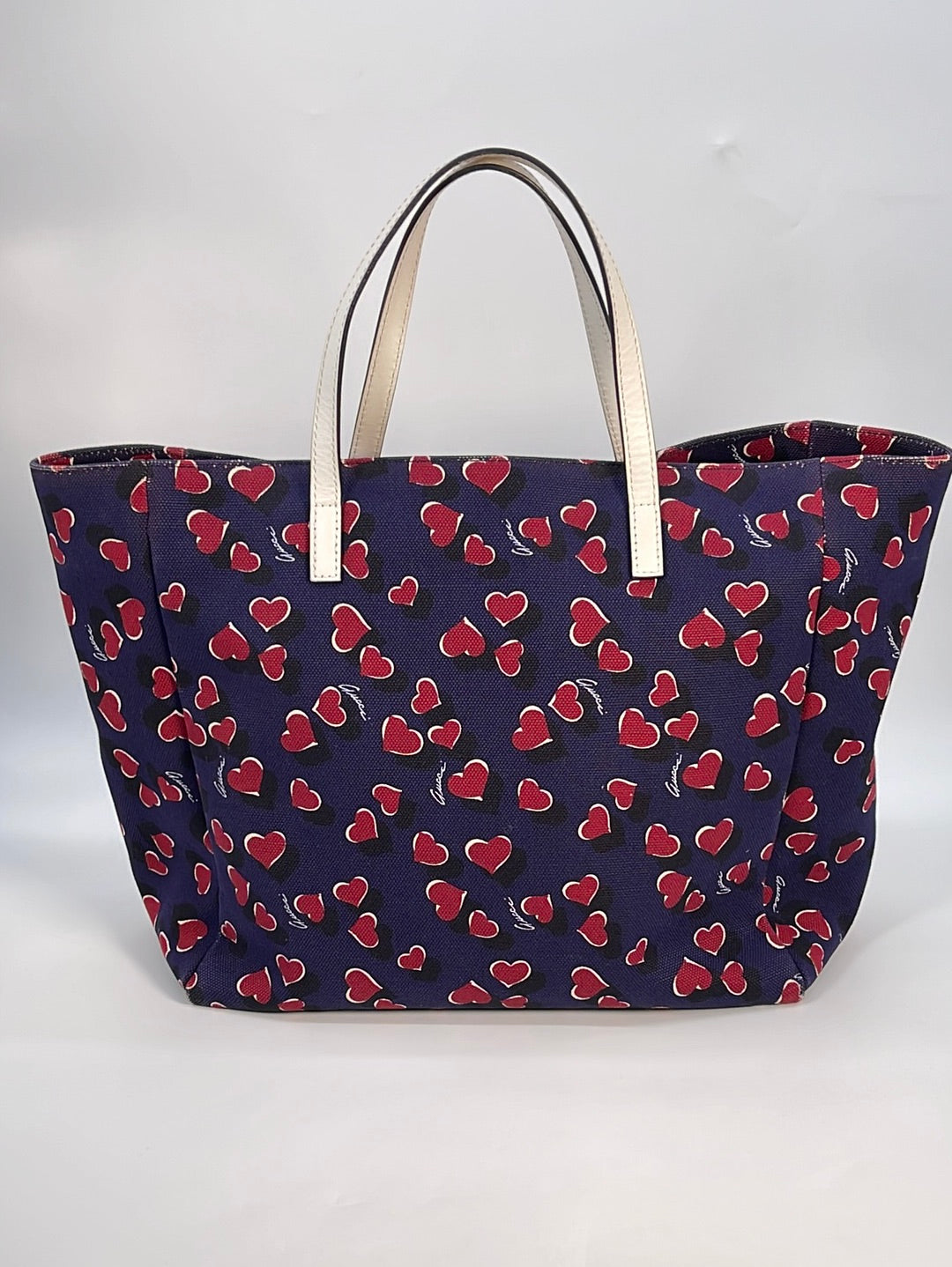 Preloved GUCCI Blue Canvas with Hearts Tote 282439502752 0126123
