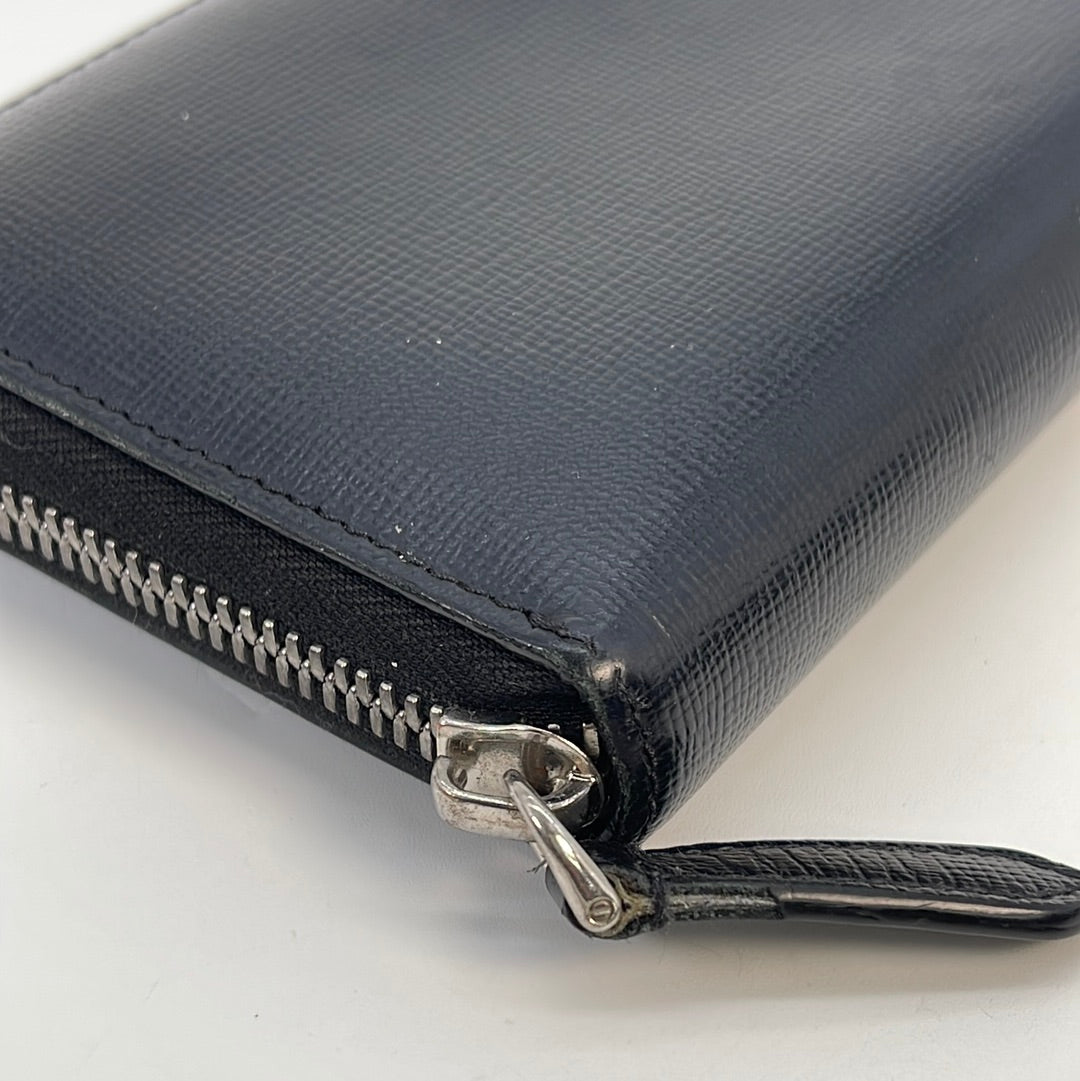 Preloved BURBERRY Black Leather Long Wallet QV6JMHQ 013023