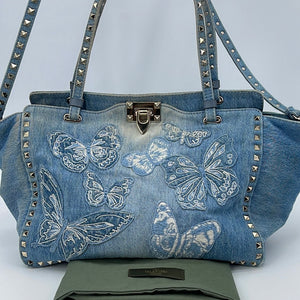 Valentino Rockstud Tote Denim with Butterfly Applique Medium H273RK6 041023 - $200 OFF DEAL