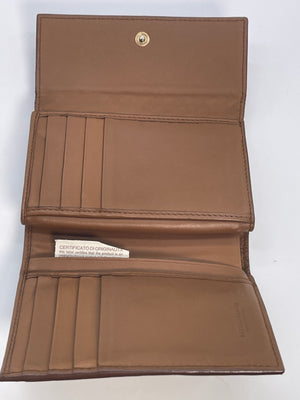 PRELOVED Bottega Veneta Biege Woven Leather Trifold Wallet 131238V00132510 102122