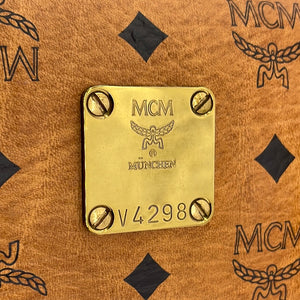 PRELOVED MCM Visetos Cognac Leather Boston Bag V4298 031123. ** DEAL***