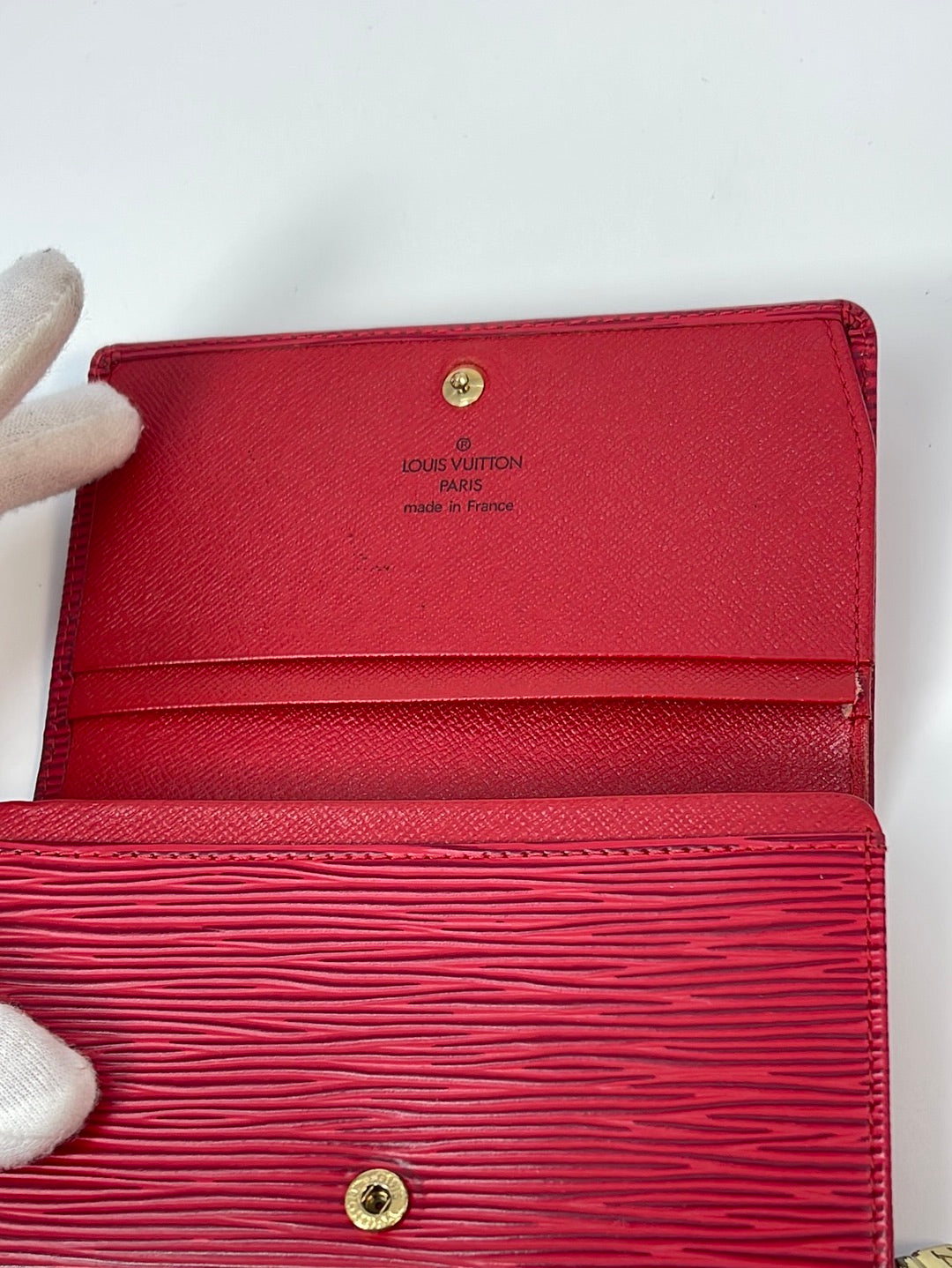 Authentic Louis Vuitton Red Epi Leather Bifold Snap Wallet-$1200
